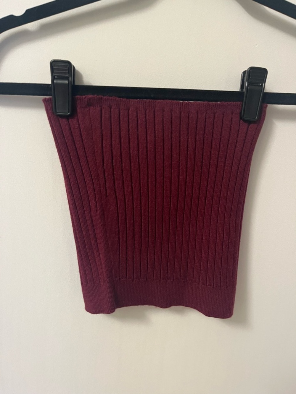 Tucci Ribbed Knit Burgundy Women's Strapless Shirt